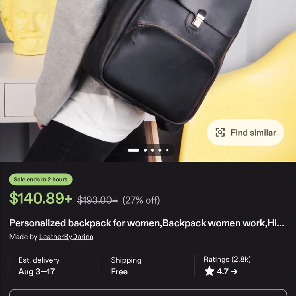 Black Leather Backpack - Sleek Everyday Bag